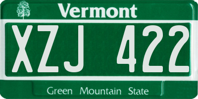 VT license plate XZJ422