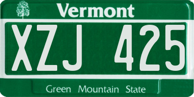VT license plate XZJ425