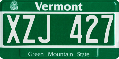 VT license plate XZJ427