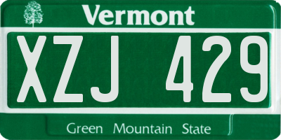 VT license plate XZJ429