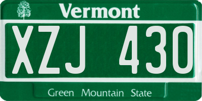 VT license plate XZJ430
