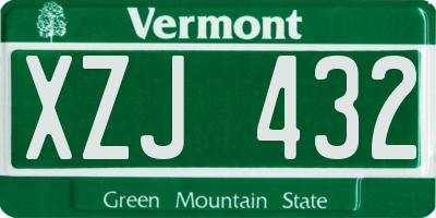 VT license plate XZJ432