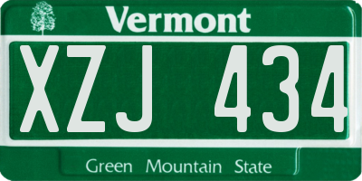 VT license plate XZJ434