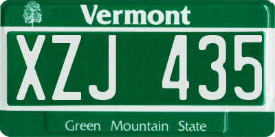 VT license plate XZJ435