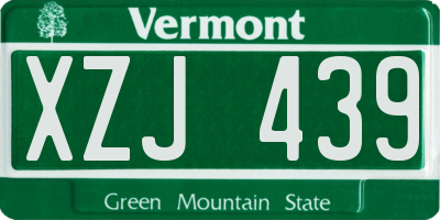 VT license plate XZJ439