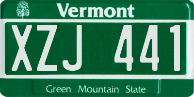 VT license plate XZJ441