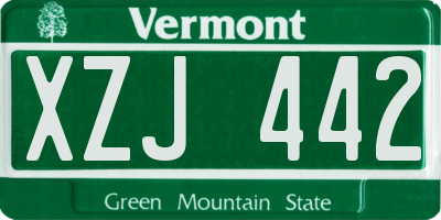 VT license plate XZJ442