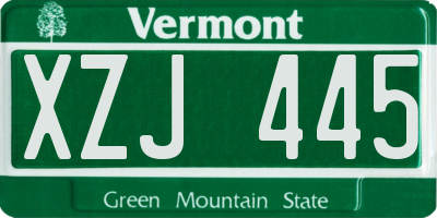 VT license plate XZJ445