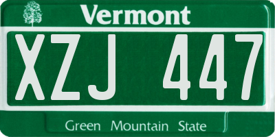 VT license plate XZJ447
