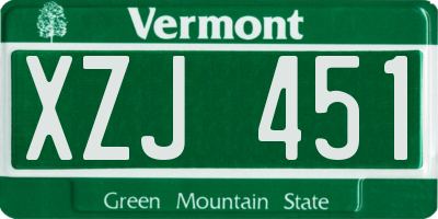 VT license plate XZJ451