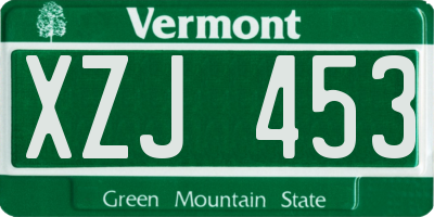 VT license plate XZJ453