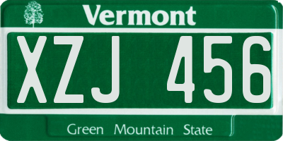 VT license plate XZJ456