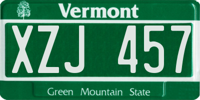 VT license plate XZJ457