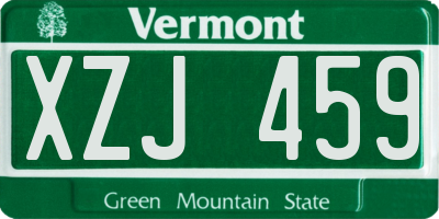 VT license plate XZJ459