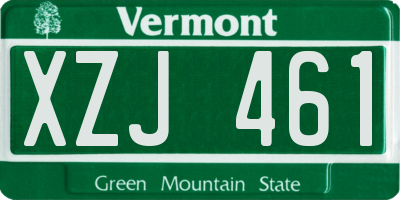 VT license plate XZJ461