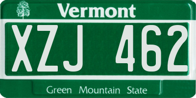 VT license plate XZJ462