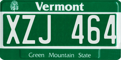 VT license plate XZJ464