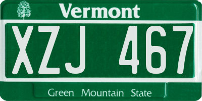 VT license plate XZJ467