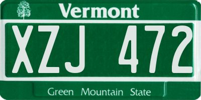 VT license plate XZJ472