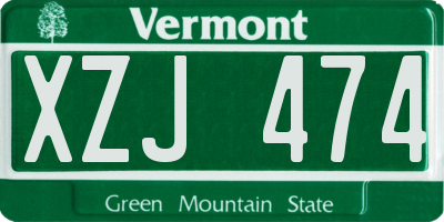 VT license plate XZJ474