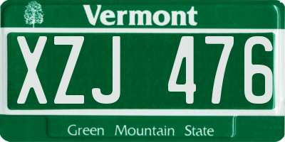 VT license plate XZJ476