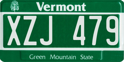 VT license plate XZJ479