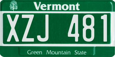 VT license plate XZJ481