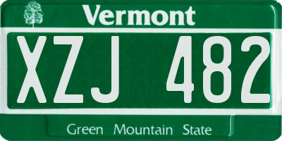 VT license plate XZJ482