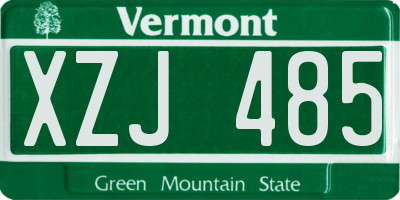 VT license plate XZJ485