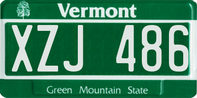 VT license plate XZJ486