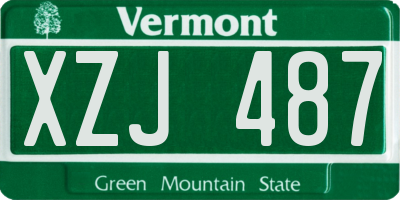 VT license plate XZJ487