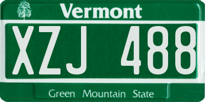 VT license plate XZJ488