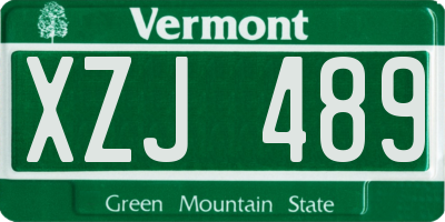 VT license plate XZJ489