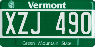 VT license plate XZJ490