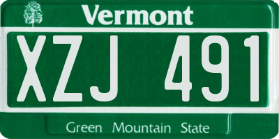 VT license plate XZJ491