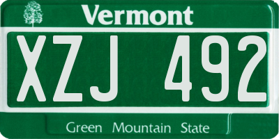 VT license plate XZJ492