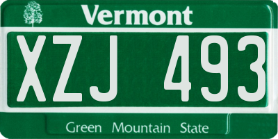 VT license plate XZJ493