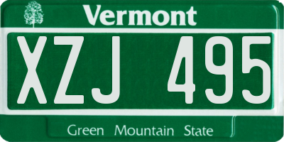 VT license plate XZJ495