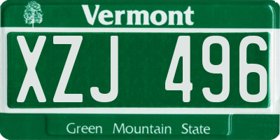 VT license plate XZJ496