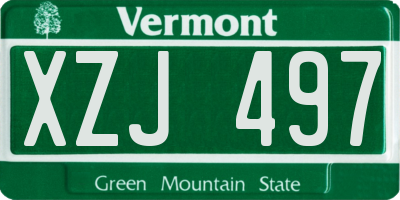 VT license plate XZJ497