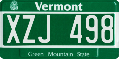 VT license plate XZJ498