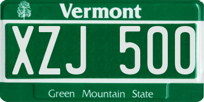 VT license plate XZJ500