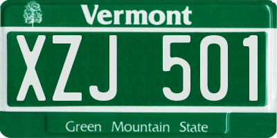 VT license plate XZJ501