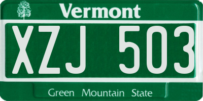 VT license plate XZJ503