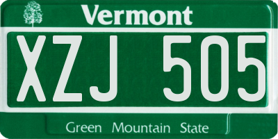 VT license plate XZJ505