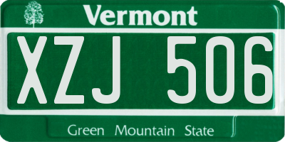 VT license plate XZJ506