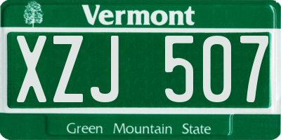 VT license plate XZJ507