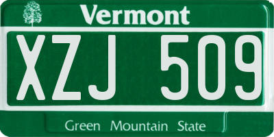 VT license plate XZJ509
