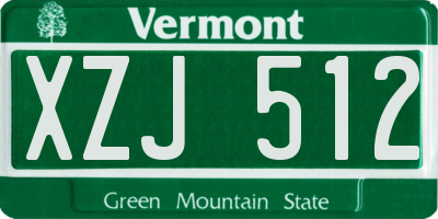 VT license plate XZJ512