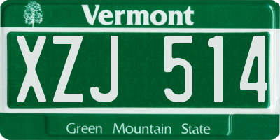 VT license plate XZJ514